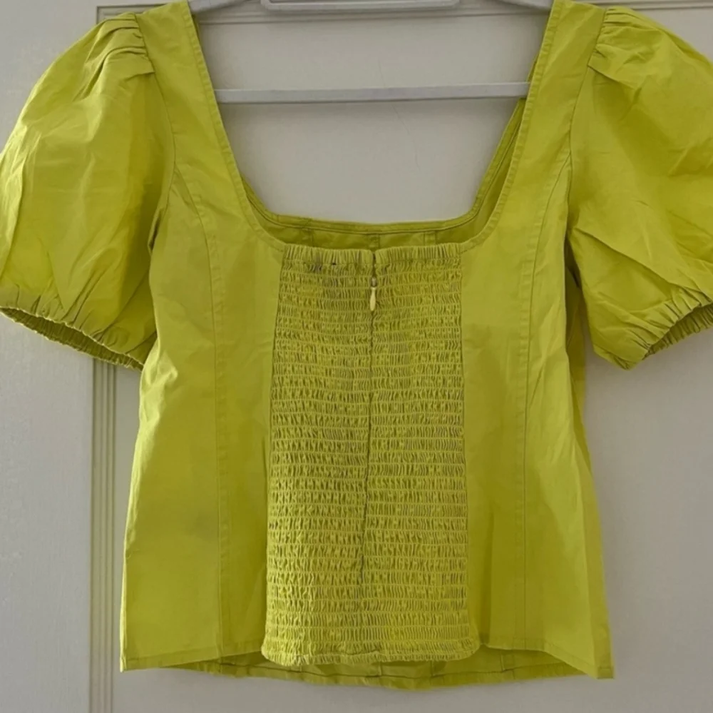 NWT J. Crew Puff Sleeve Squareneck Top in Cotton Poplin Lemon Sorbet Size 8